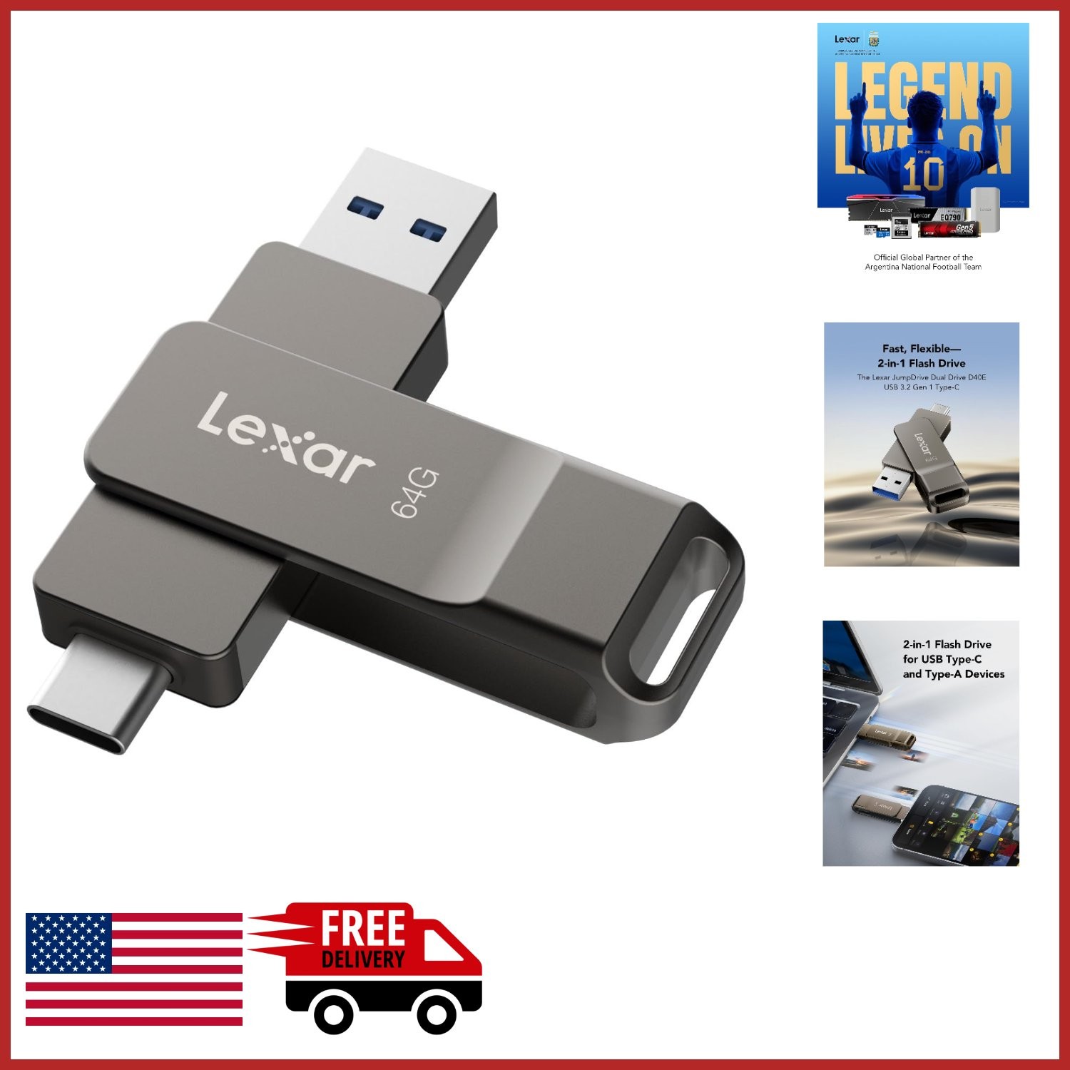 Durable 64GB USB Jump Drive with Metal Housing and Fast 100MB/s Transfer Speed