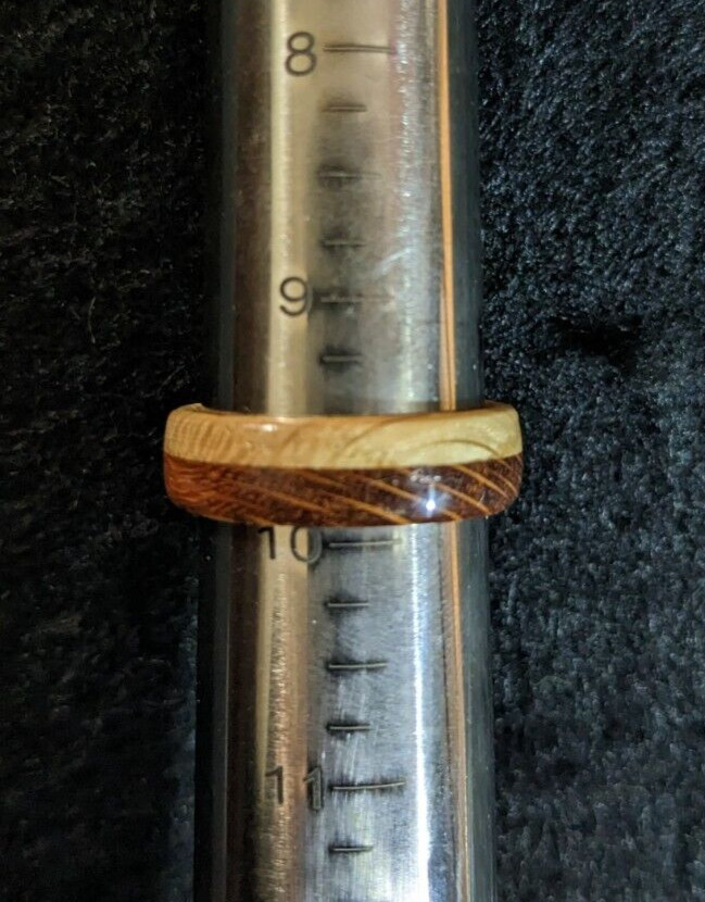 Handmade Leopardwood and White Oak Ring (Size 9 3/4)