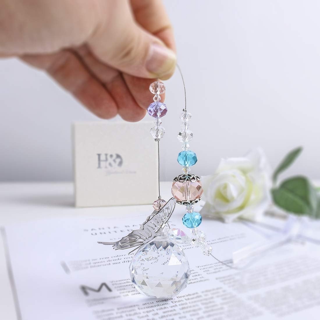Stunning Handmade Butterfly Crystal Prism Suncatcher - Light & Rainbow Effects