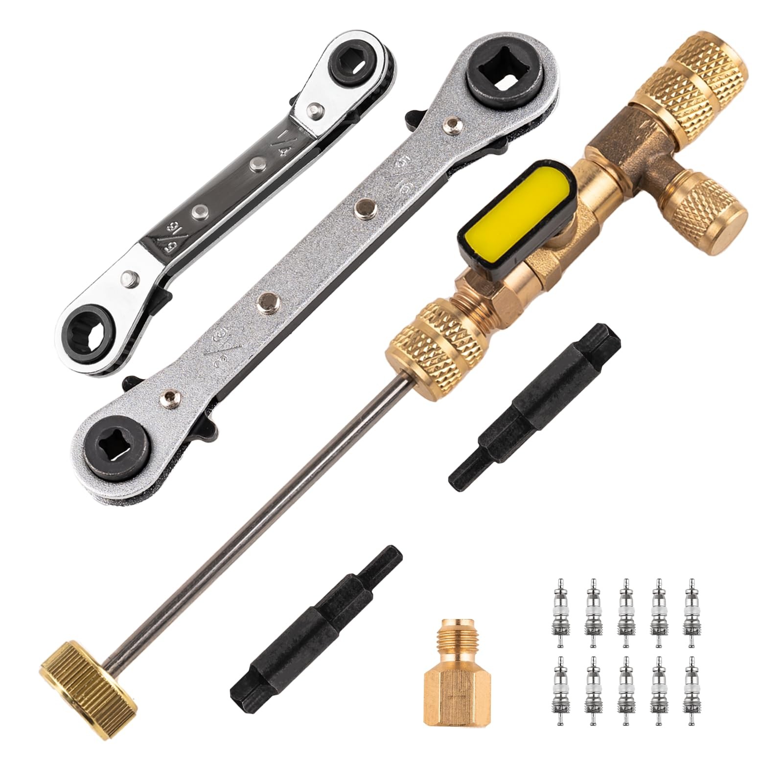 Valve Core Remover Tool HVAC Wrench Set 1/4-5/16 SAE