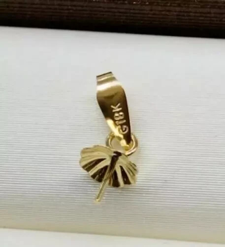 18K Yellow gold Pearl Pendant Clasp Bail Pin Setting DIY Jewelry Pendant 1pc