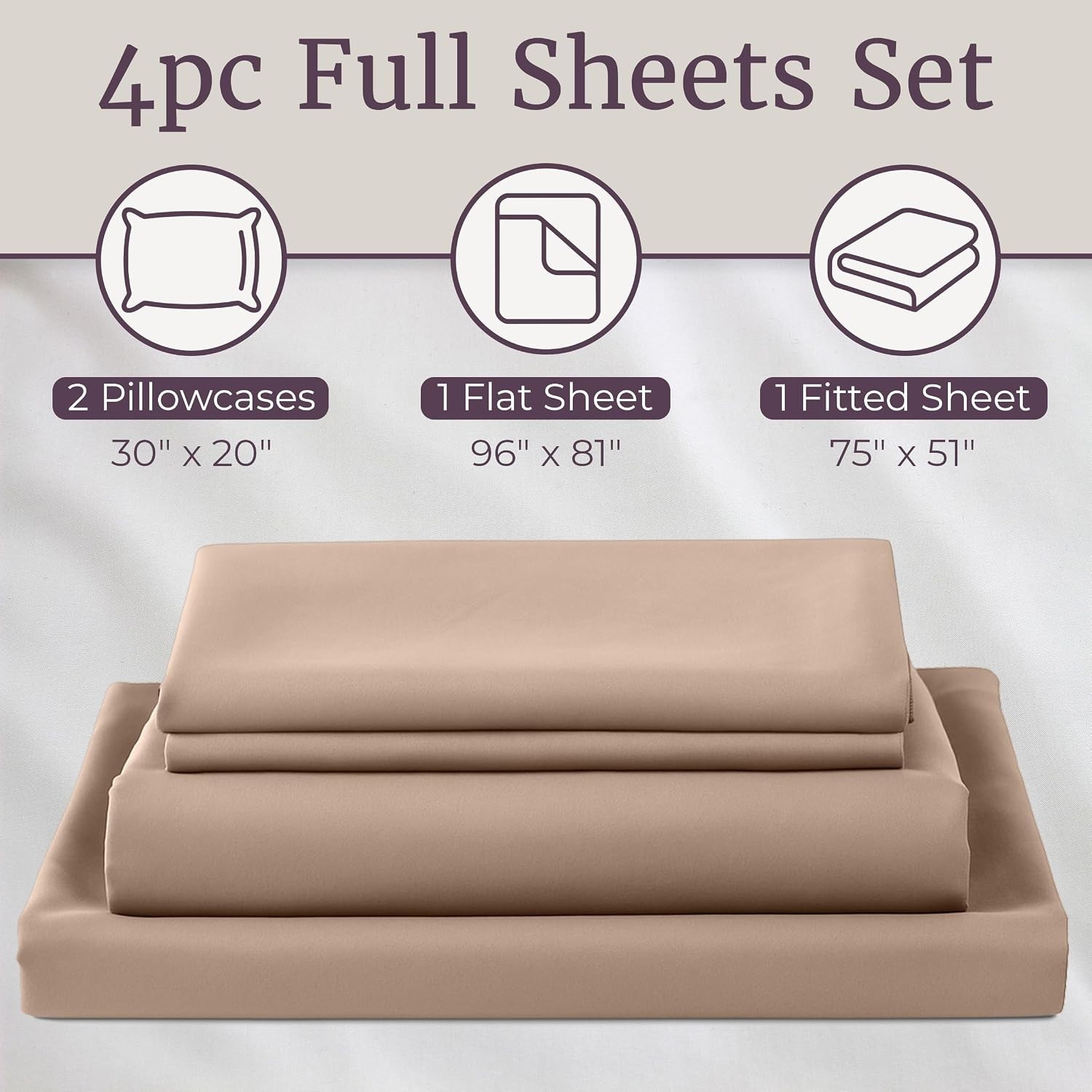 Brushed Microfiber Sheet Set, Full, Taupe