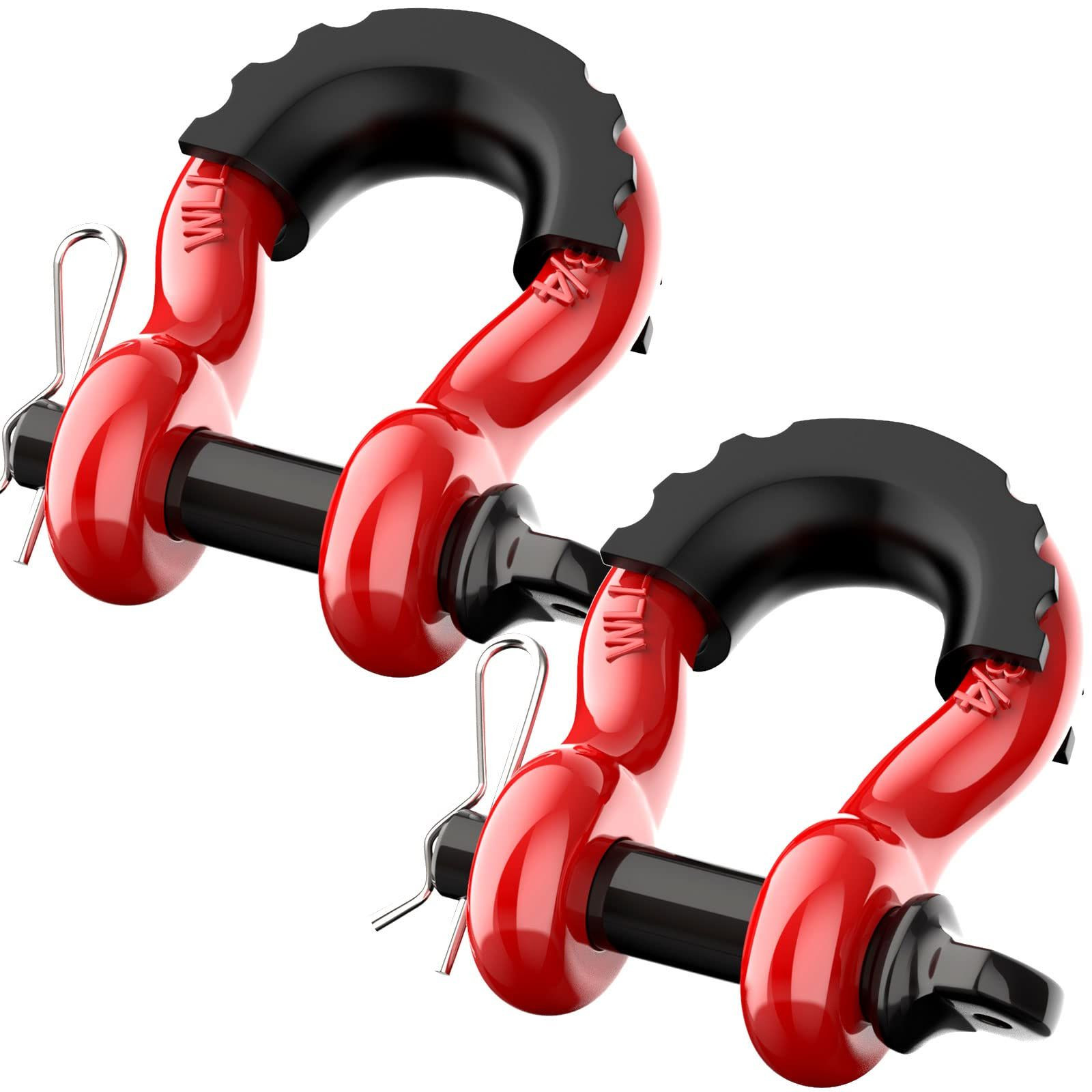 D Ring Shackles 3/4" Heavy Duty 4.75 Ton Screw Pin 3/4 inch x 7/8 inch, Red