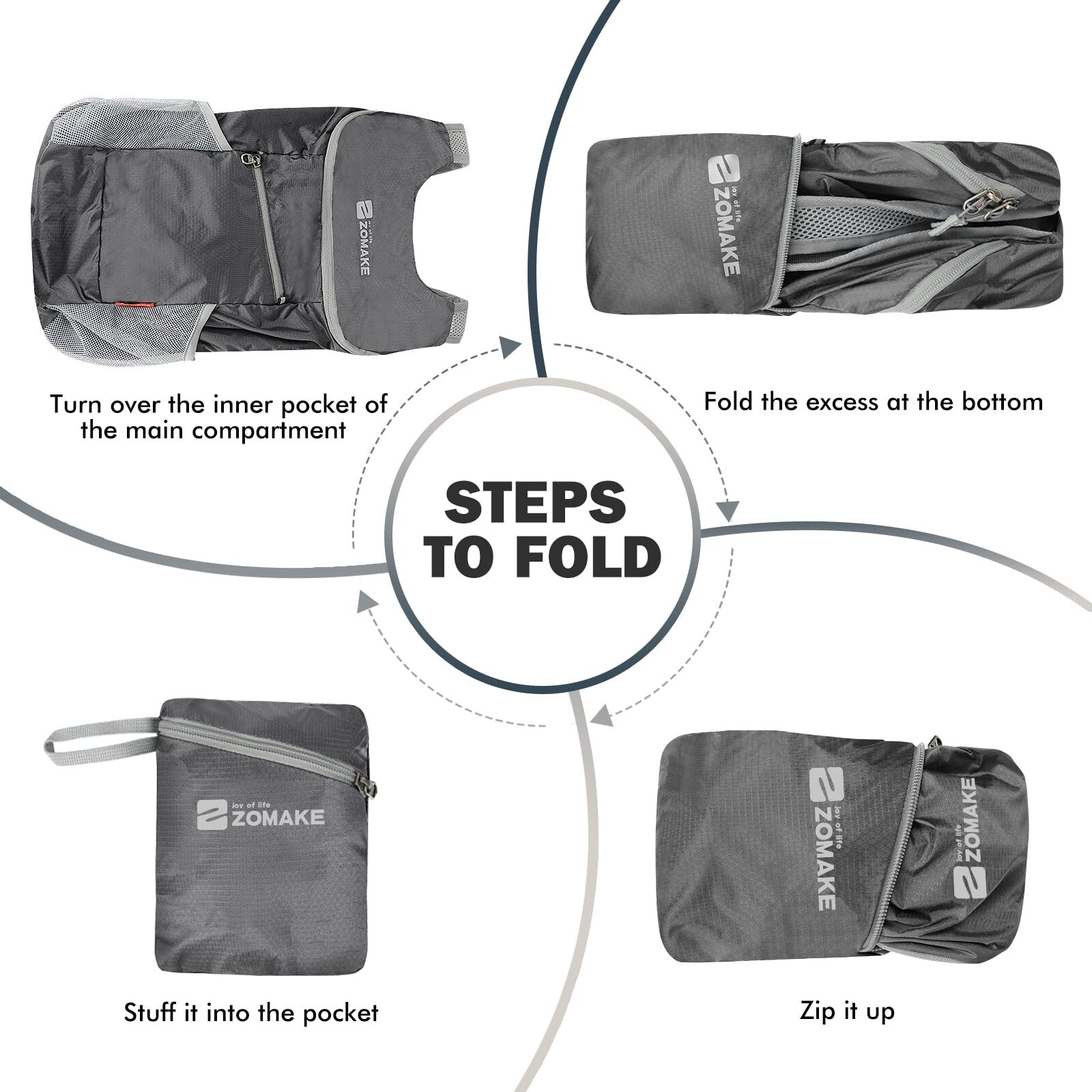 ZOMAKE Lightweight Packable Backpack 14L - Foldable Backpack Small Daypack Hi...