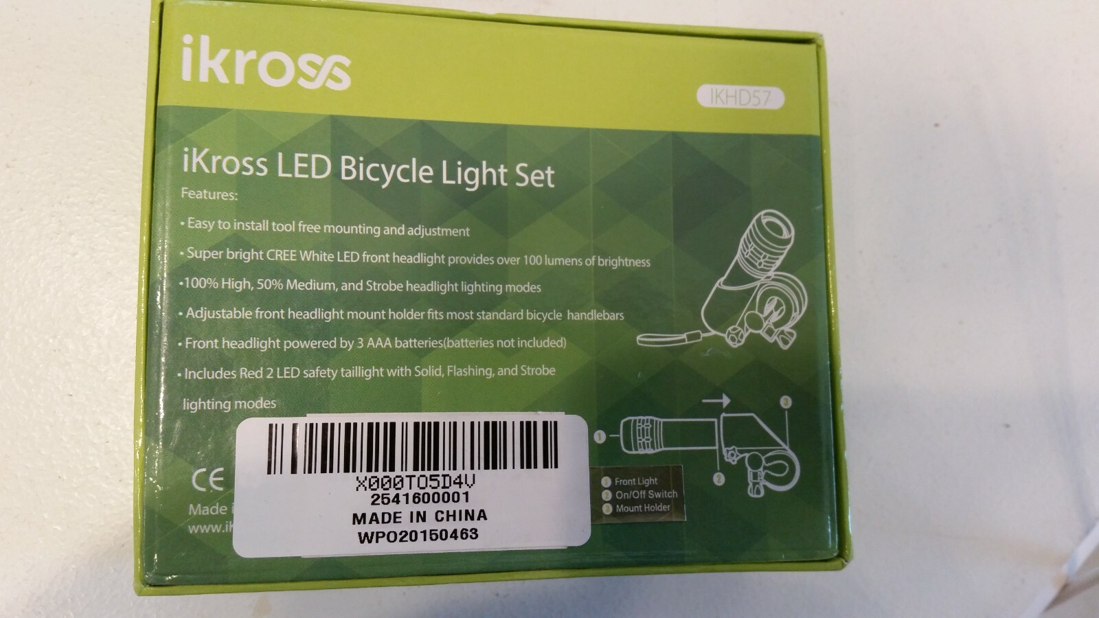 iKross LED Bicycle Front Light Set