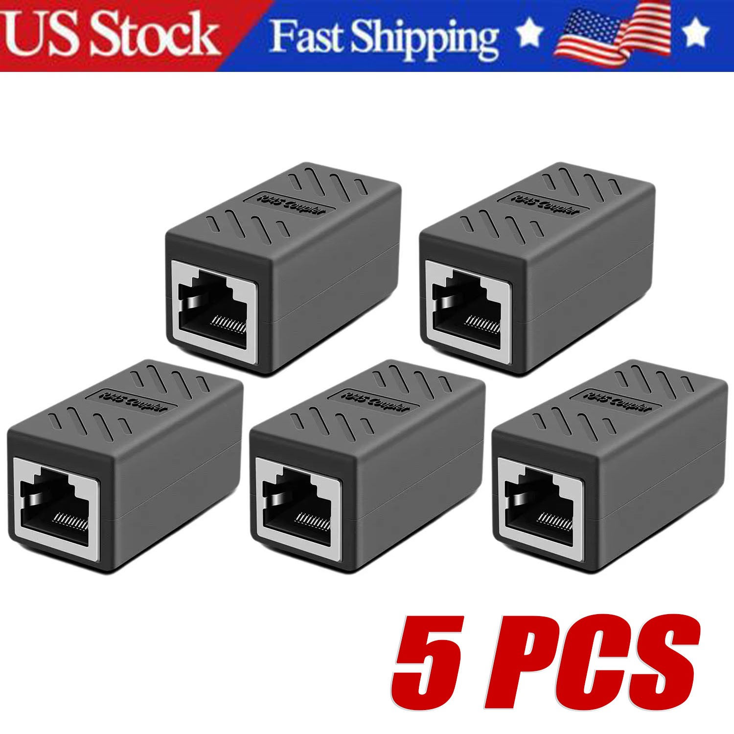 5PCS RJ45 Inline Coupler Cat7 Cat6 Cat5e Cat5 Ethernet LAN Network Cable Adapter