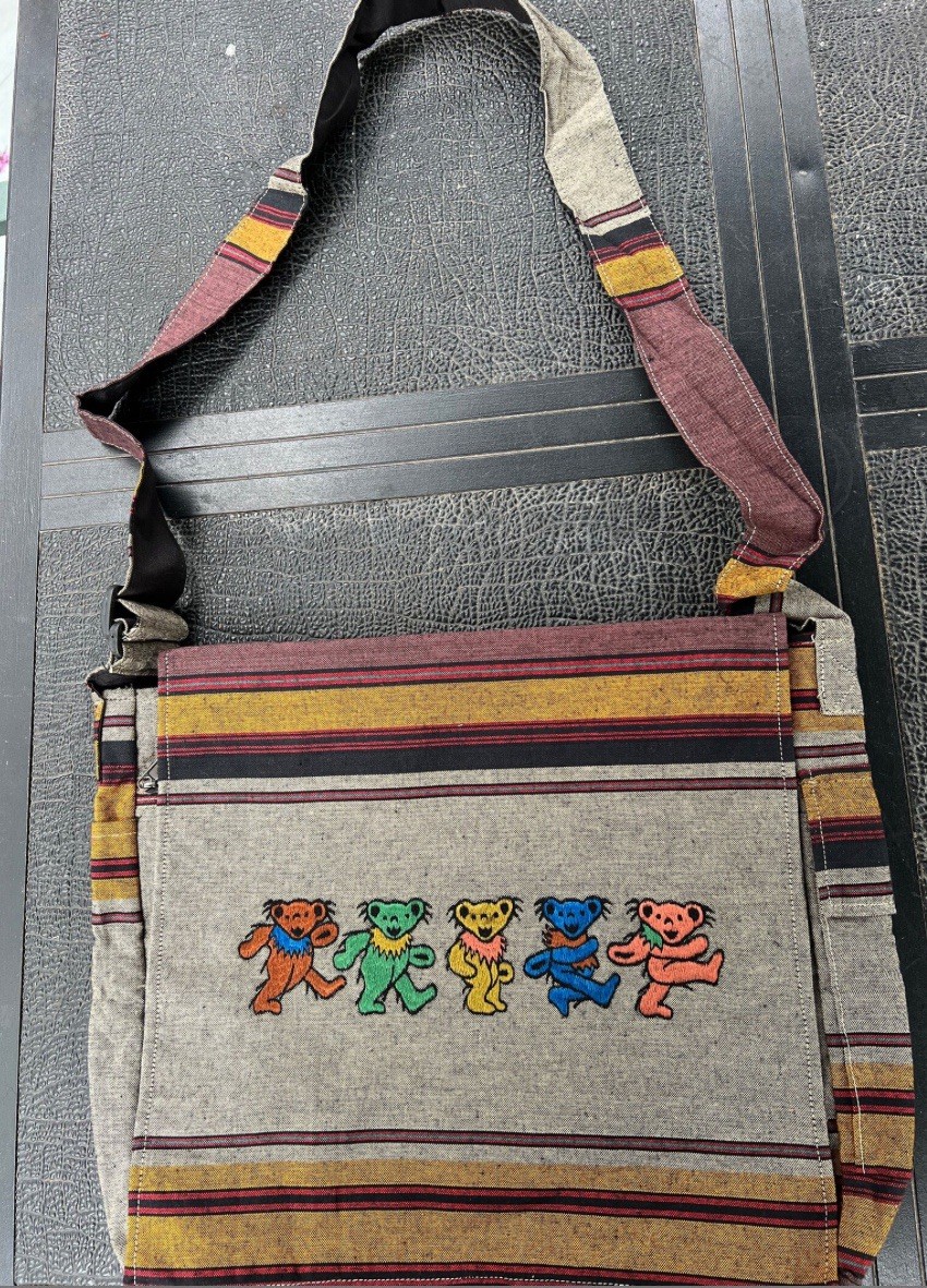 Grateful Dead bag - Dancing Bears embroidered tan messenger bag