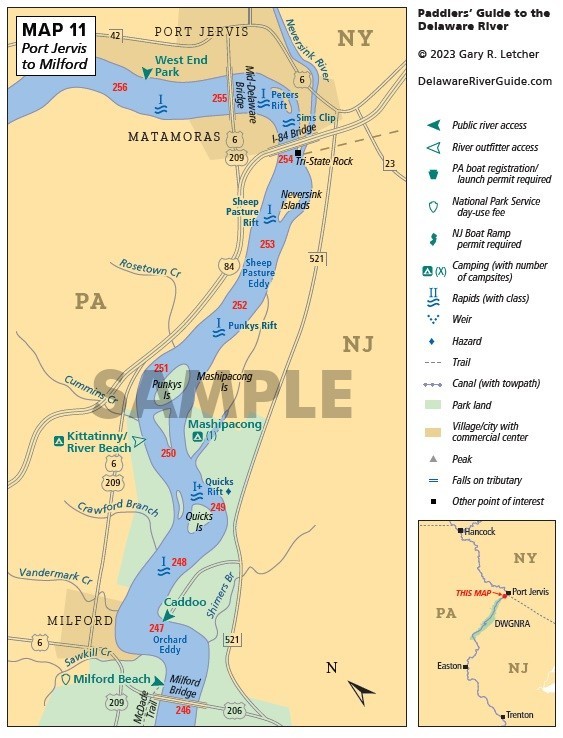 Delaware River maps Hancock to Trenton for kayak, canoe, etc.