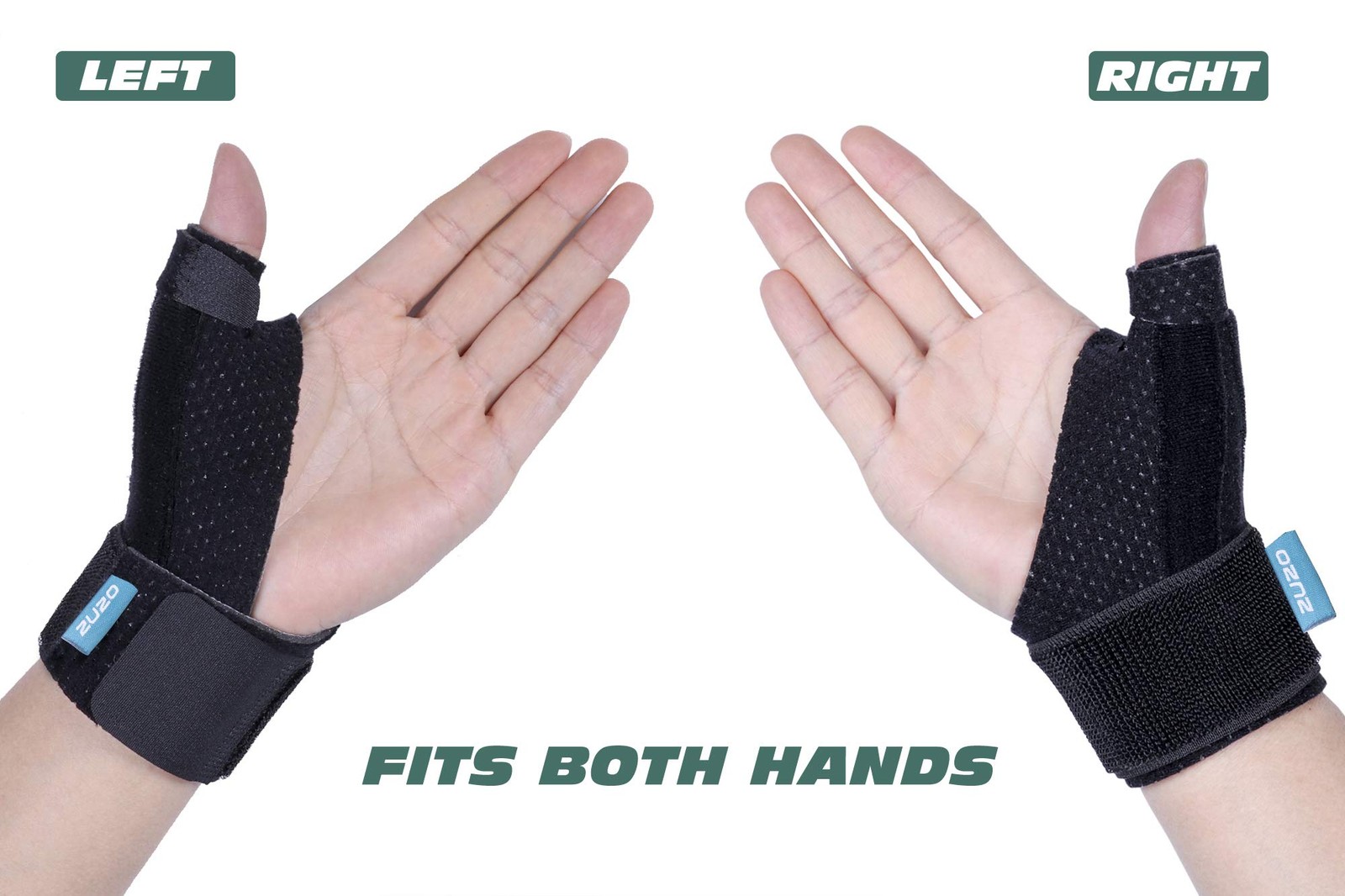 2U2O Compression Reversible Thumb & Wrist Stabilizer S/M, Black
