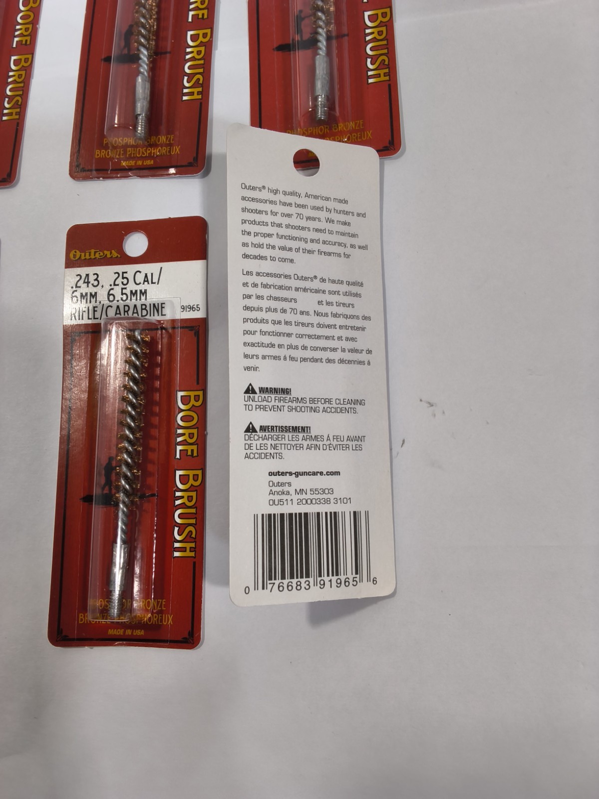 Outers .243, .25 Cal 6mm 6.5mm Bore Brush Lot Of 6 91965 New