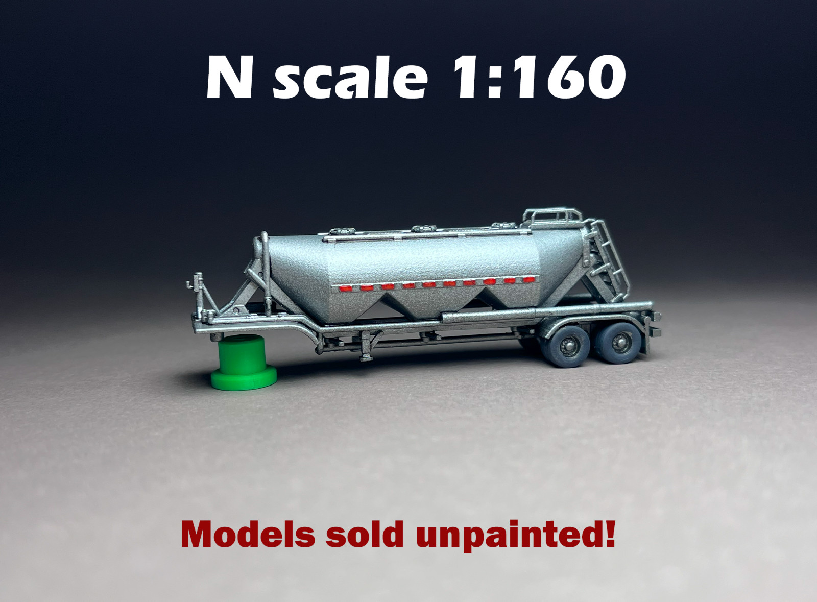 N Scale (1:160)  Pneumatic bulk trailer (trailer only) - UNPAINTED, NOT A  TOY!
