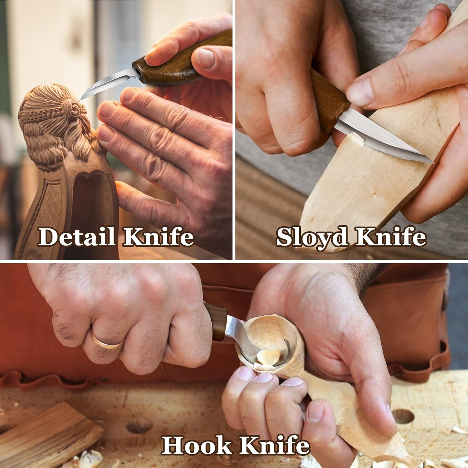 High-Quality 12-Piece Whittling Kit - Includes Gloves & Custom Leather Sheaths