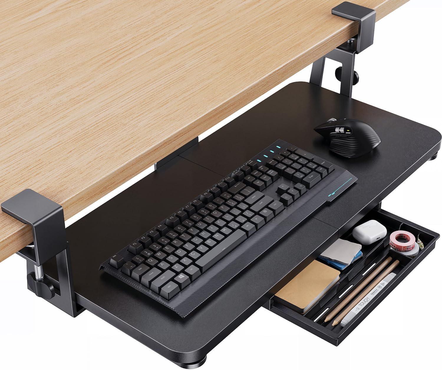 Large under Desk Keyboard Tray with Sturdy C-Clamp Mount, 26 (30.16" Including C