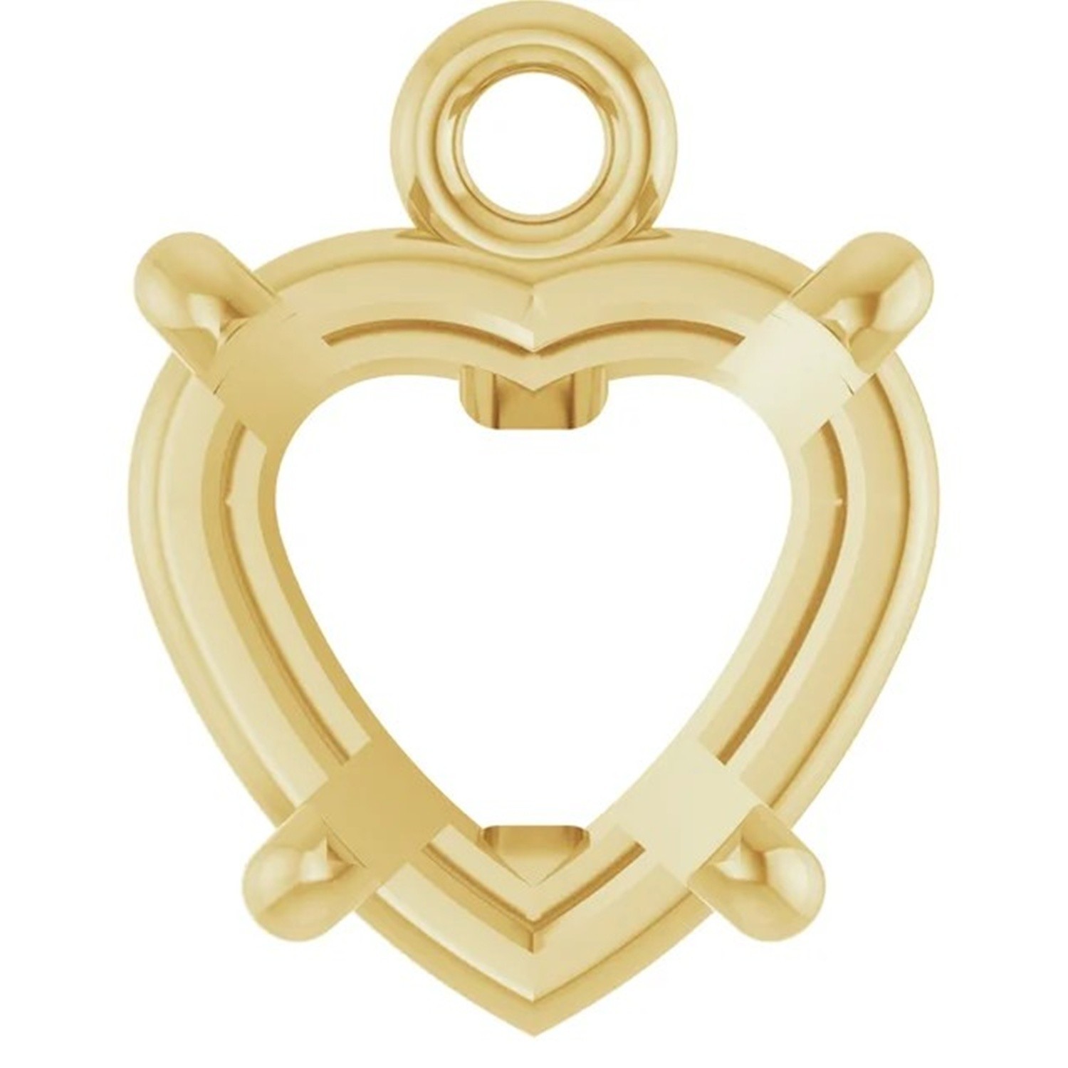 Dangle Setting Heart Cut in 10K Yellow Gold 4 Prong Basket Designed Mounting USA