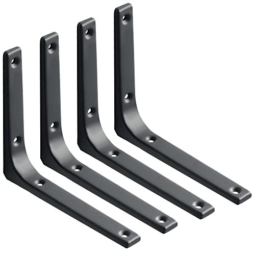 Wall Shelf Brackets 6 x 5 Inch Iron Metal Shelf 6 x 5 Inch (4 PCS) Black