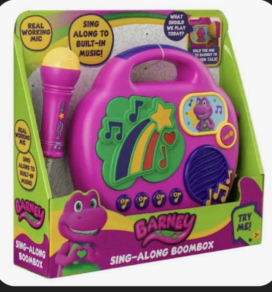Mattel Barney & Friends Sing-Along Boombox Musical Toy with Microphone