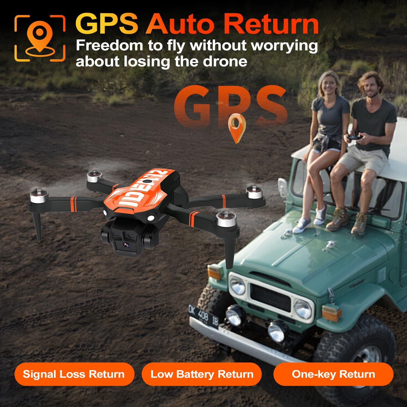 LE-IDEA GPS Drone with Camera for Adults, IDEA12GPS Orange