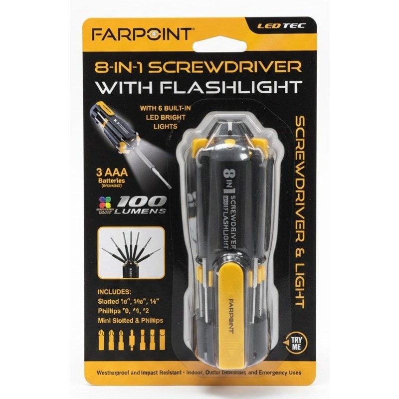 Farpoint 8-in-1 Screwdriver with Flashlight | New