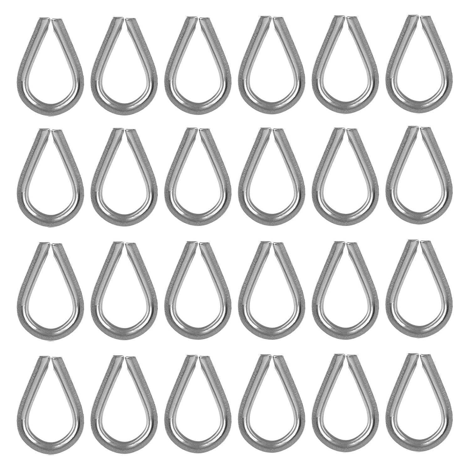 24Pcs 3/16 Inch M5 Cable Thimble 304 Stainless Steel Wire Rope Thimbles