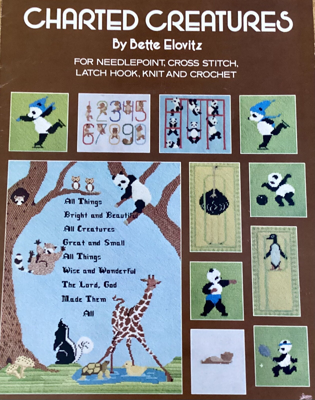 LEISURE ARTS #89, CHARTED CREATURES-Bette Elovitz, Needlework Projects, 1976