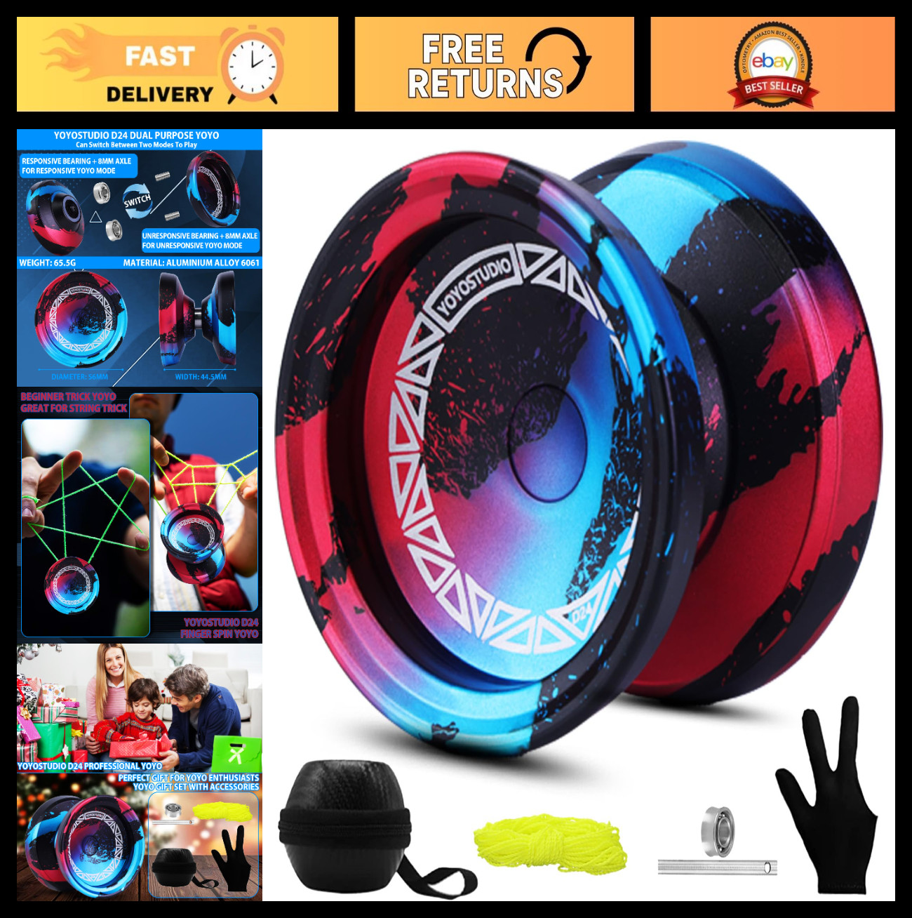 Professional Yoyo for Kids & Adults - Responsive/Unresponsive Finger Spin, Trick
