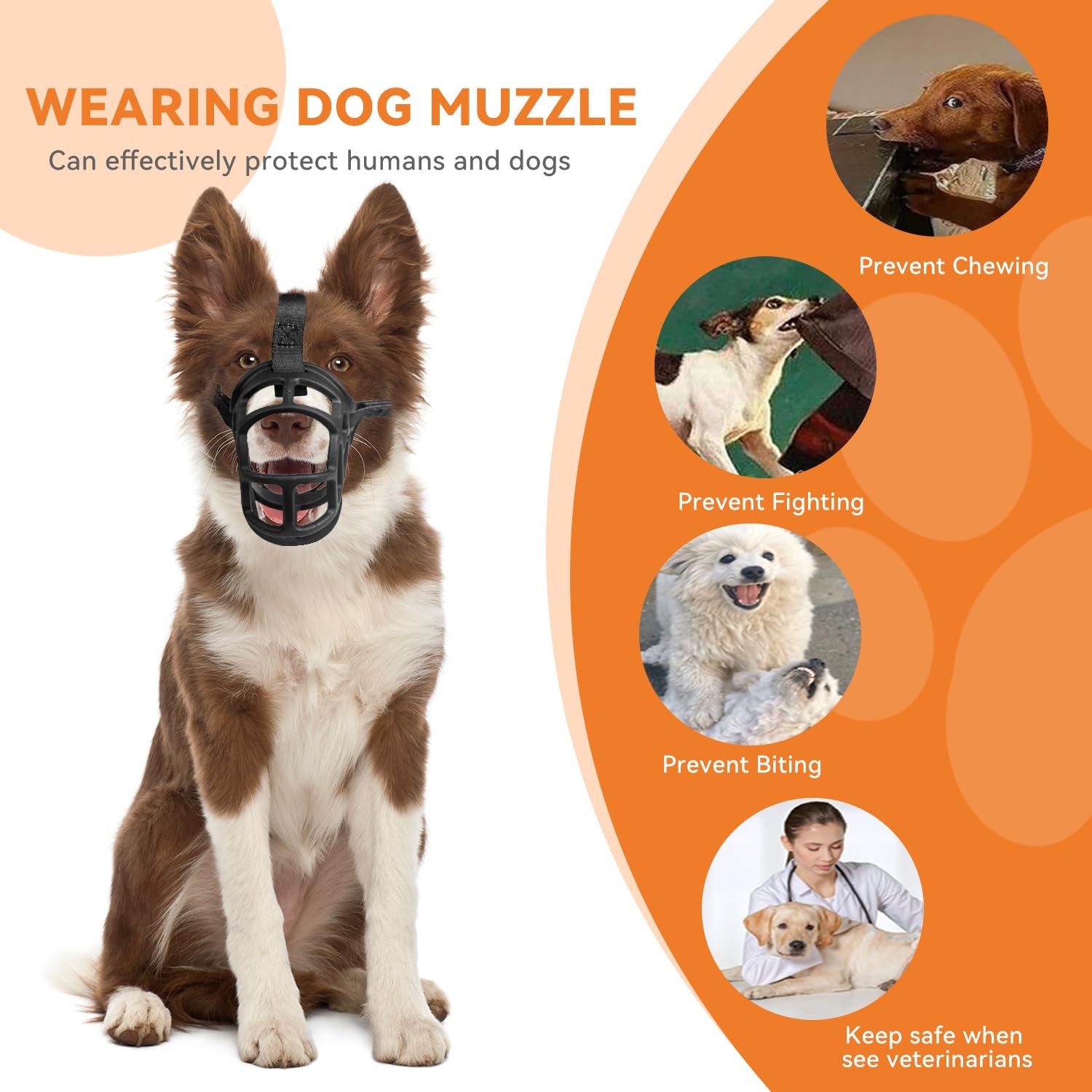 Dog Muzzle, Basket Muzzle Anti Biting Chewing, Sturdy Size 6, Black