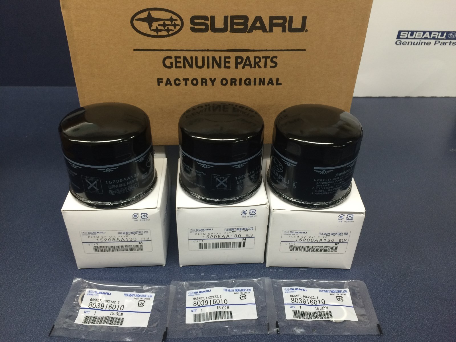 OEM Subaru Engine Oil Filter & Crush Gasket 2013-20 BRZ & FRS 15208AA130 (3 PACK