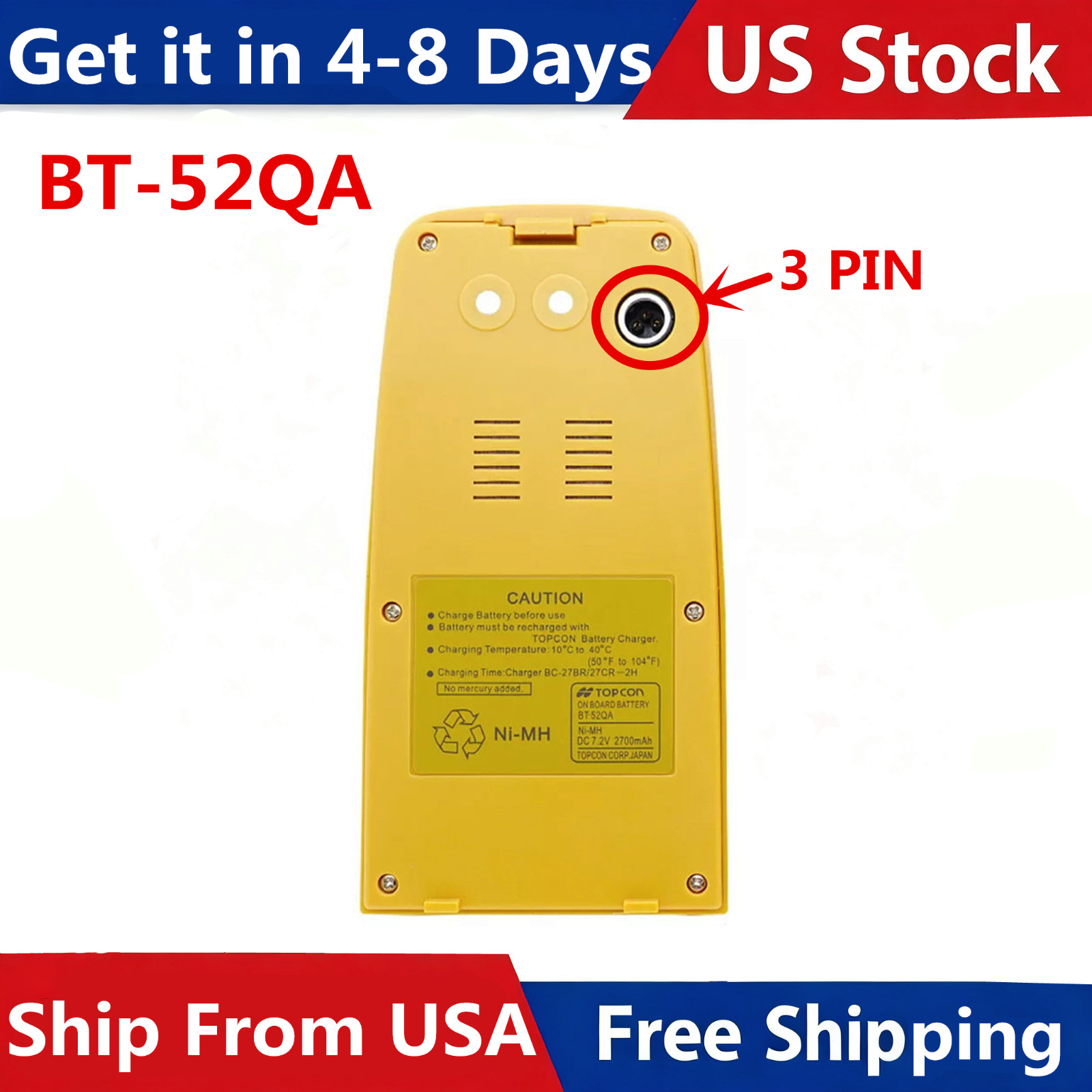 BT-52Q BATTERY FOR TOPCON TOTAL STATION,SURVEYING BATTERY BT-52QA,BT52Q,GPT,GTS