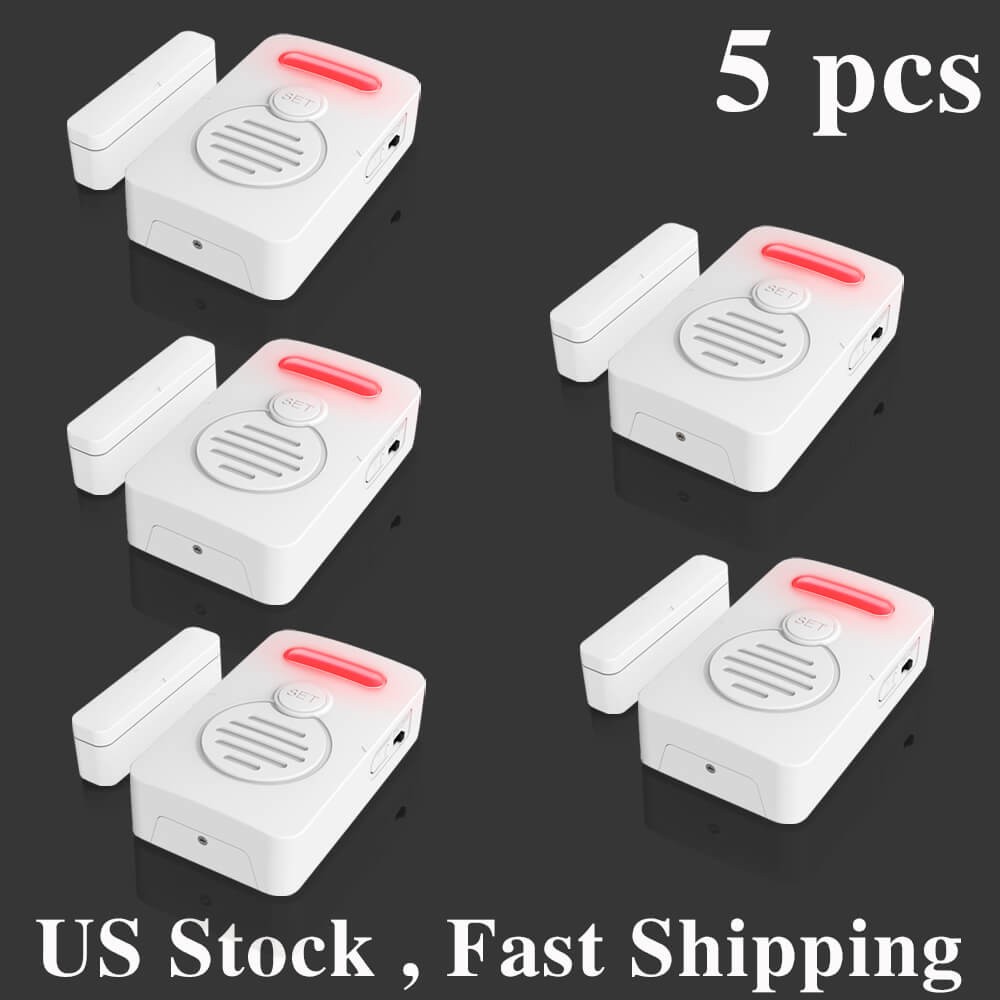 Wireless Voice Alarm Doorbell Door Windows Reminder 90dB 3-Level Volume Kid 5PCS