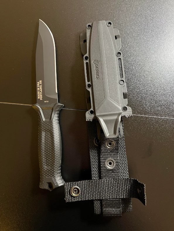 Gerber StrongArm Fixed Blade Knife - Black Plain Edge Tactical Sheath New