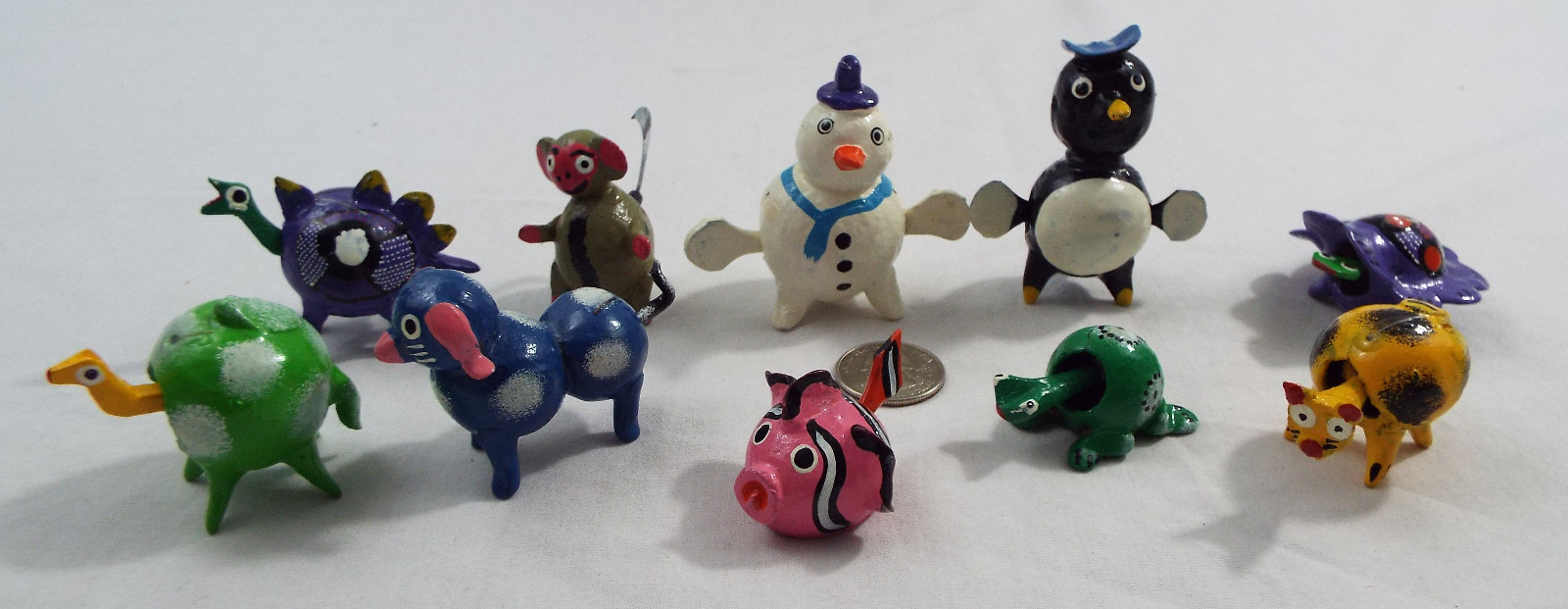 Lot of 10 Assorted Bobble Head Various Animals Turtle Dog Snowman Monkey Frog