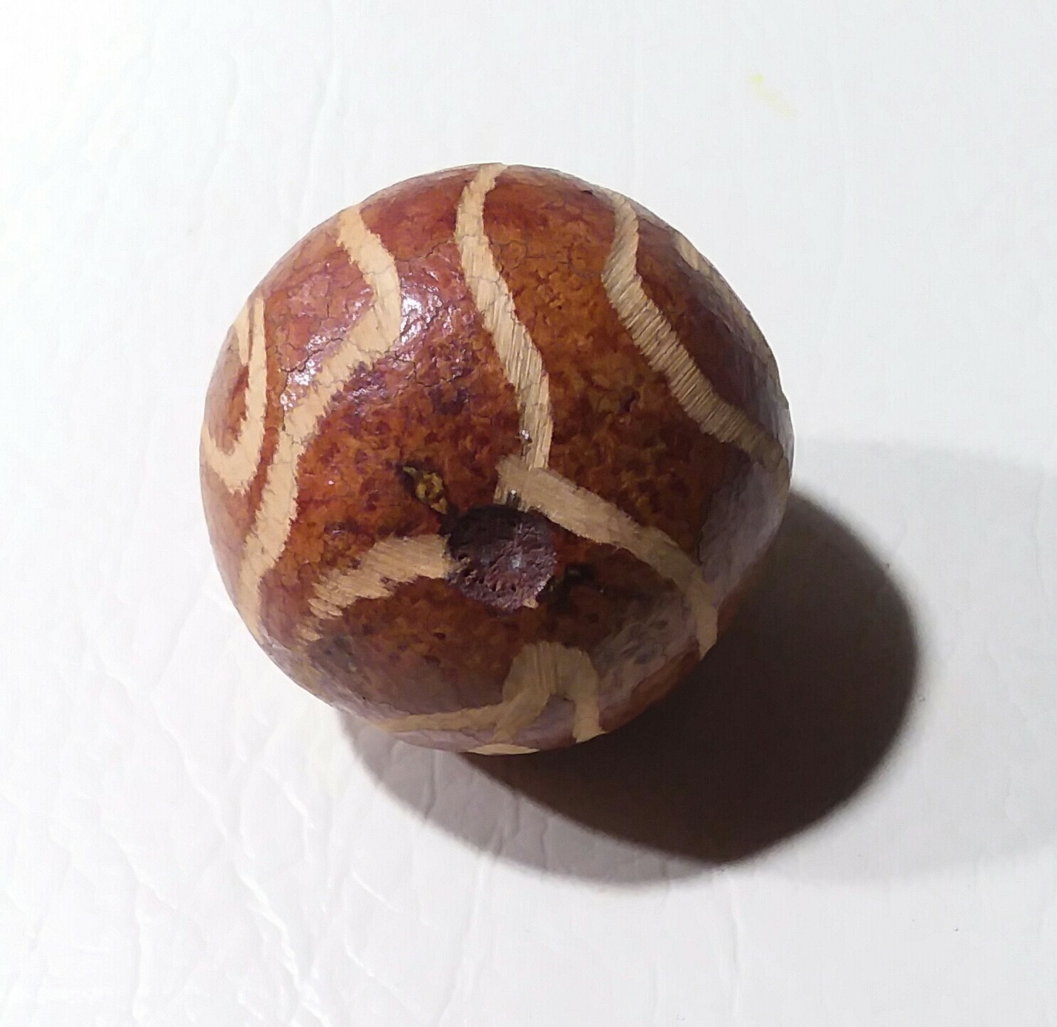 Small Peruvian gourd rattle. 2.5", original, handcarved. 