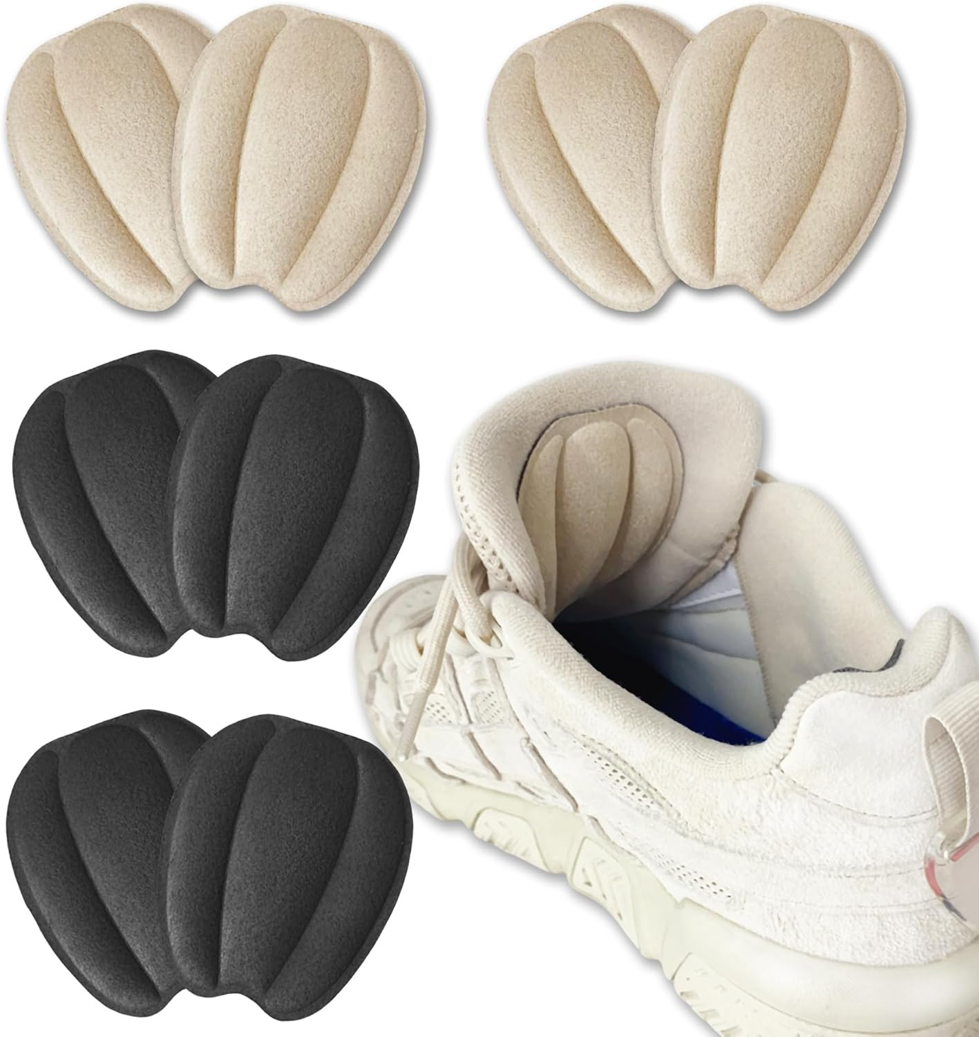 4 Pairs Shoe Tongue Pads, Non-Slip Heel Cushions Make Shoes Fit Better Men Women