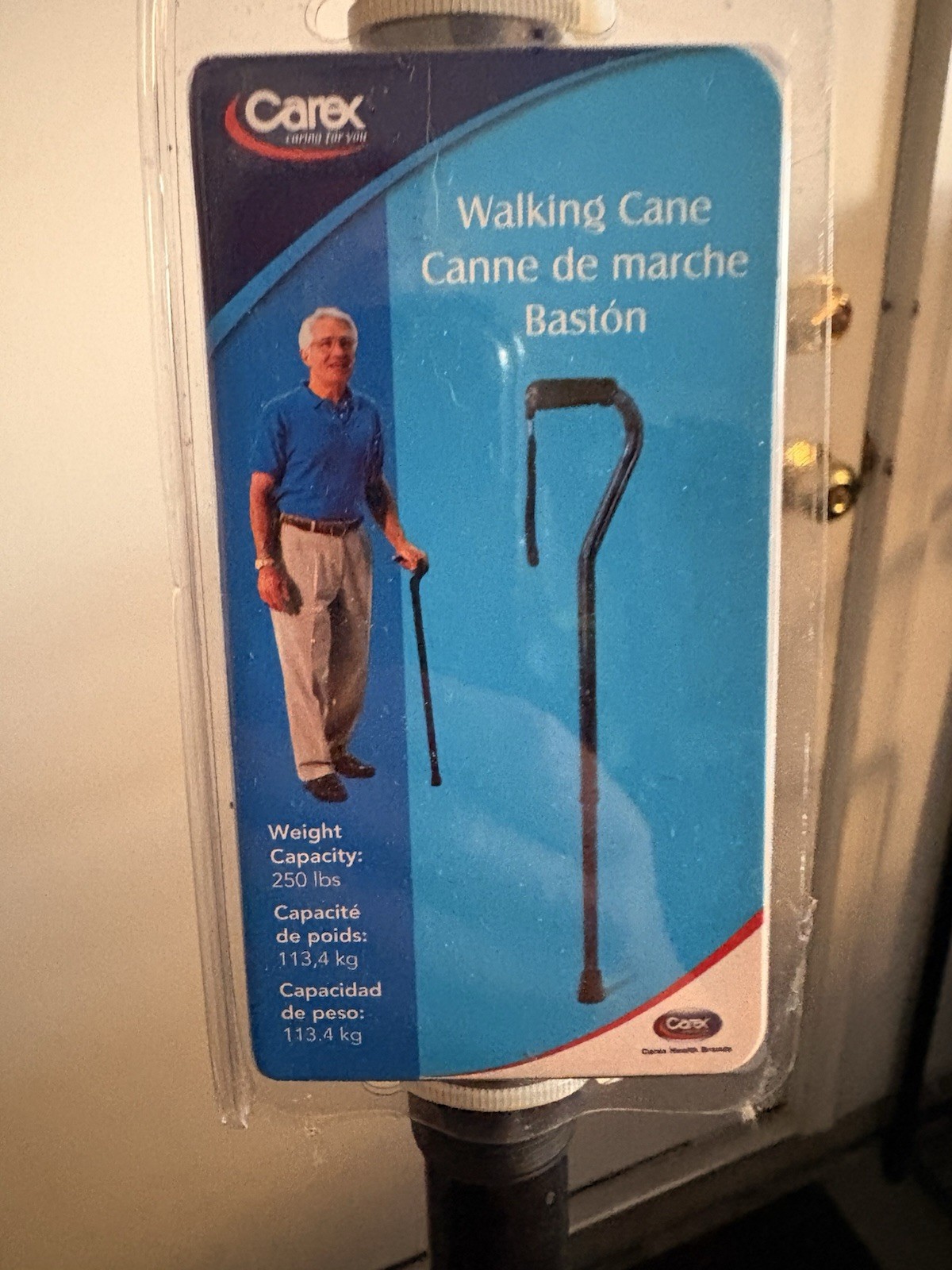 Carex Walking Cane Mobility Aid, Black, 250 lb Maximum Load Capacity