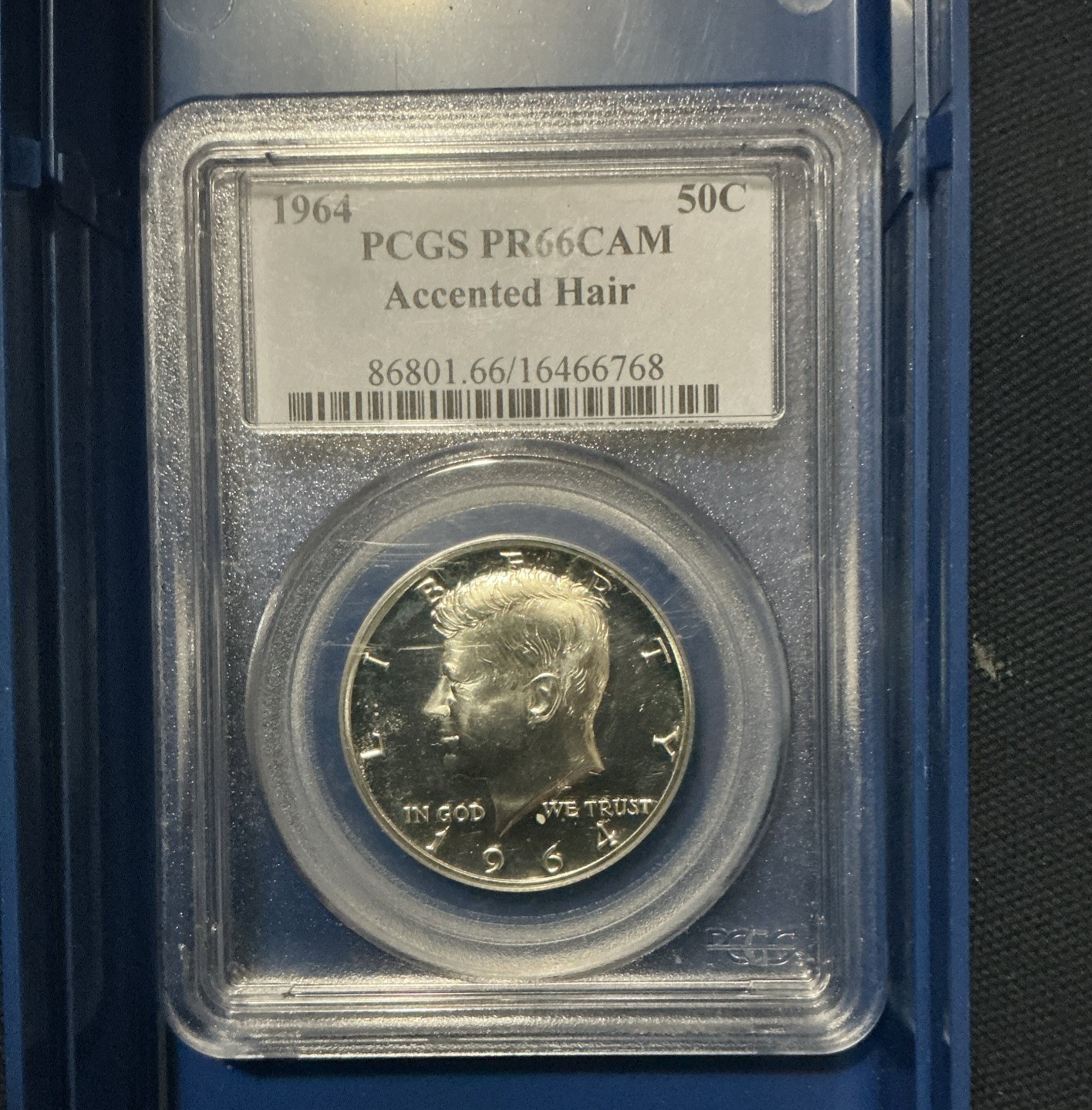 1964 ACCENT HAIR Kennedy Half Dollar Proof PCGS PR66CAM PF 66 CAMEO Coin 50C