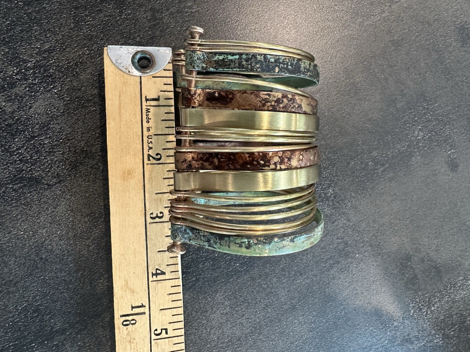 Brass Copper Multicolor Bangle Cuff Bracelet Greenish And Brown