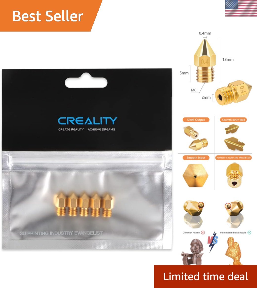 5-Pack 0.4mm Brass Hotends for Ender 3 Series & CR-10 - Long-lasting Quality