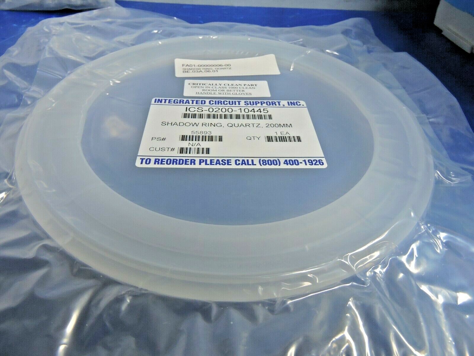 NEW Applied Materials 0200-10445 Quartz Shadow Ring 200mm MxP+ Etch / SEALED