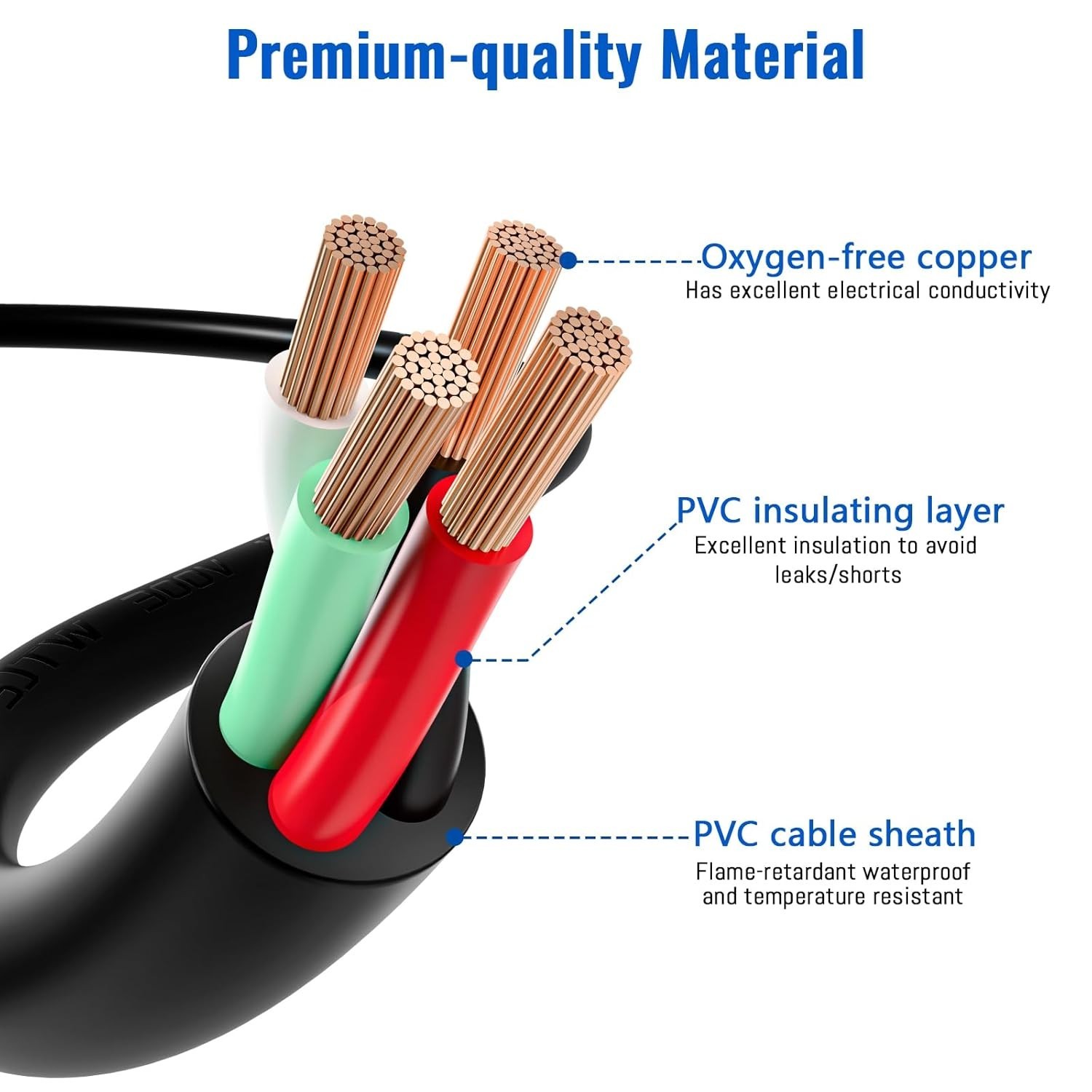 14/4 Mini Split Cable 200FT, 14 AWG 4 Conductor Control Stranded Pure Copper ETL