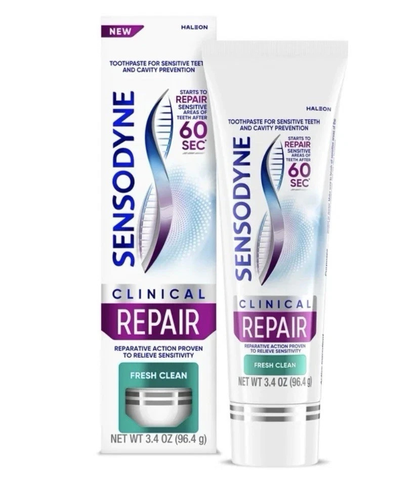 Sensodyne Clinical Repair Fresh Clean Toothpaste 3.4 Oz Pack Of 3 EXP 8/2027