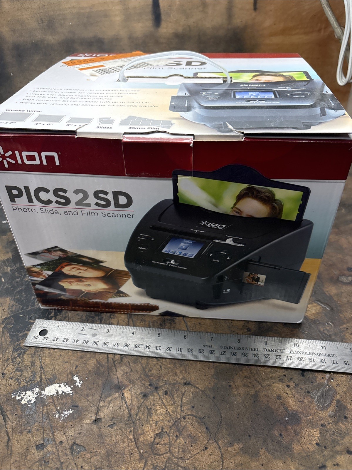 ION Audio Pics 2 SD Photo Slide Film Scanner Open Box Tested & Works