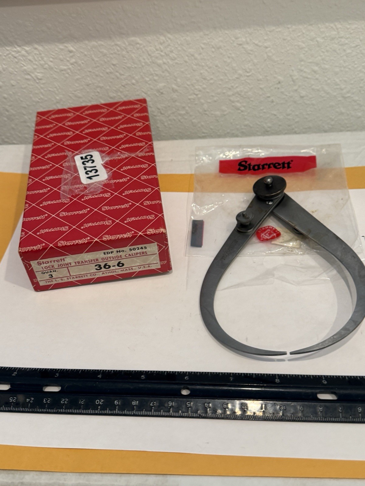 New Starrett 36-6 Lock Joint Outside Calipers, 6”, EDP 50245