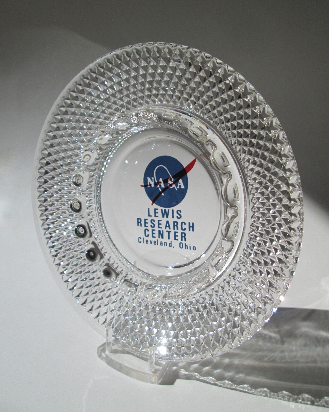 NASA Lewis Research Center Cleveland OH  Vtg. ASHTRAY Clear Heavy Glass