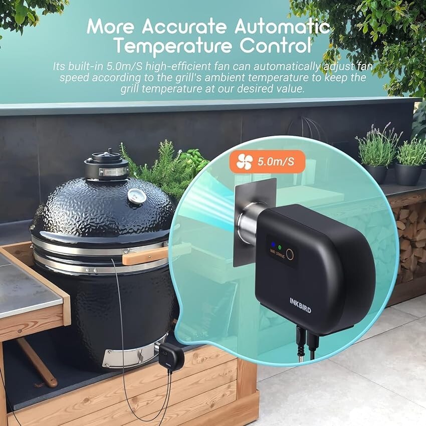 Automatic Smoker Fan Controller Barbecue Thermometer Bluetooth Wi-Fi ISC-027BBW