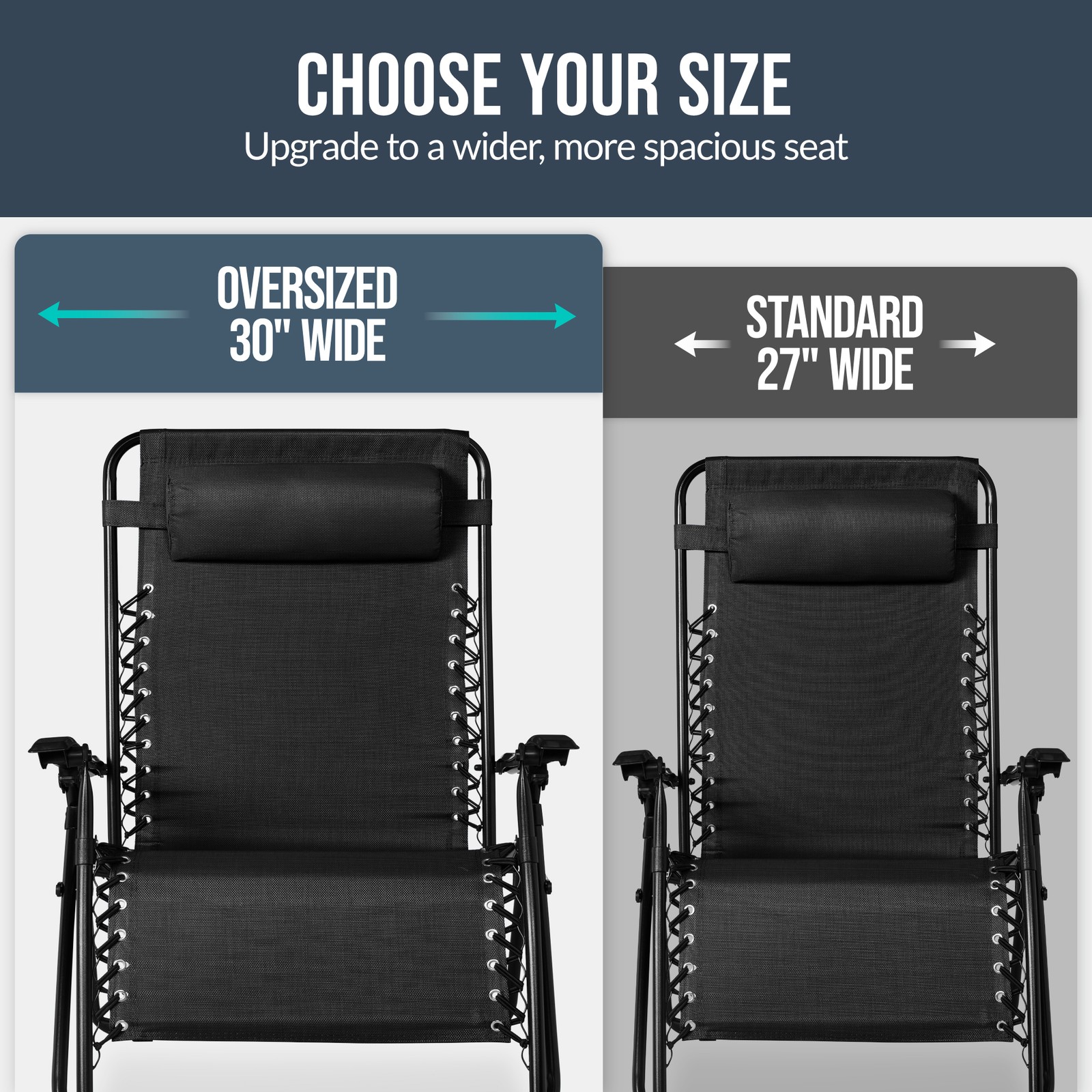 Set of 2 Extra Wide Adjustable Zero Gravity Patio Chair Recliners