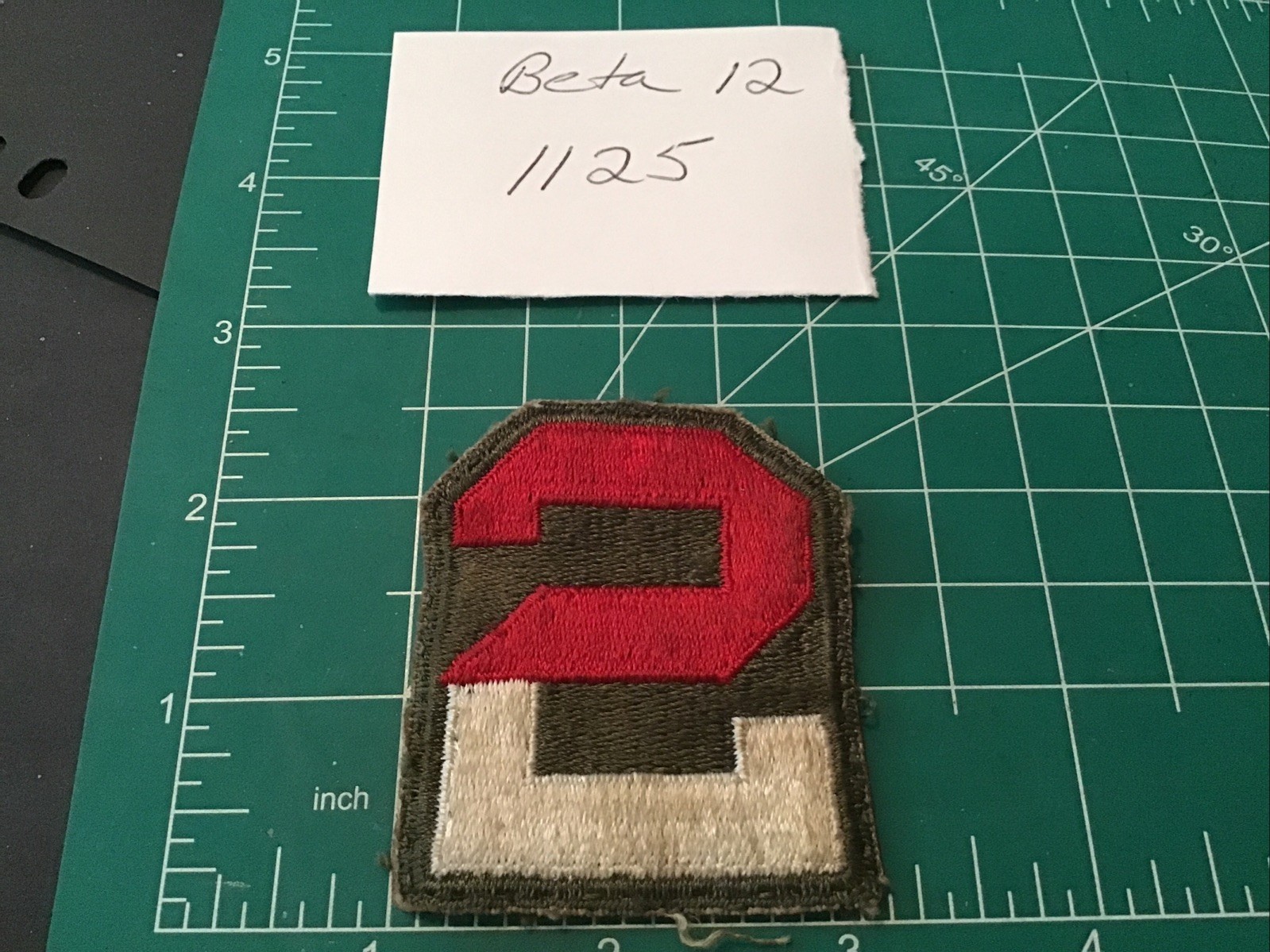WWII US 2nd Army Shoulder Patch Early Variation Embroidered Cut Edge 2½"