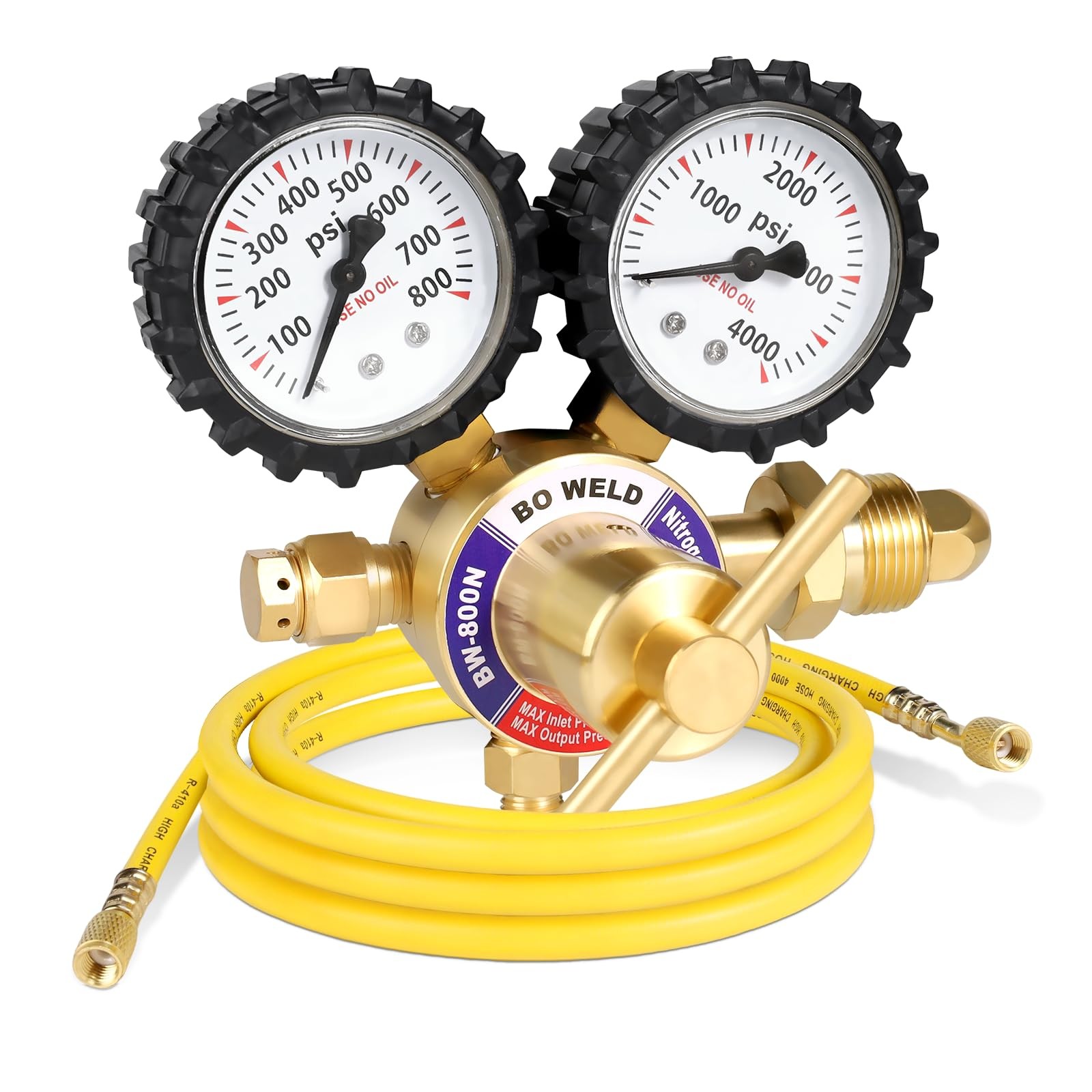 BO WELD Nitrogen Regulator with 0-800 PSI, CGA580 Inlet Connection and 1/4'' ...