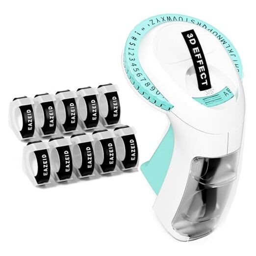 Embossed Label Maker Machine with Tapes, Retro Embossing Green with Black Tapes