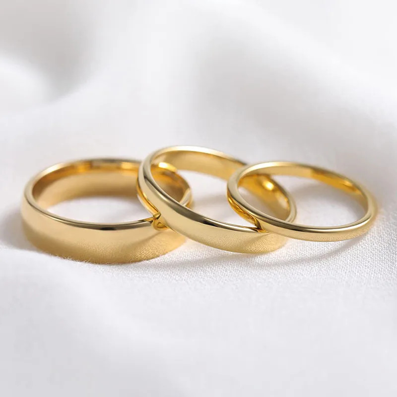 Wedding Band Ring Tungsten Gold Color Classic Comfort Fit Couple Sizes Bands