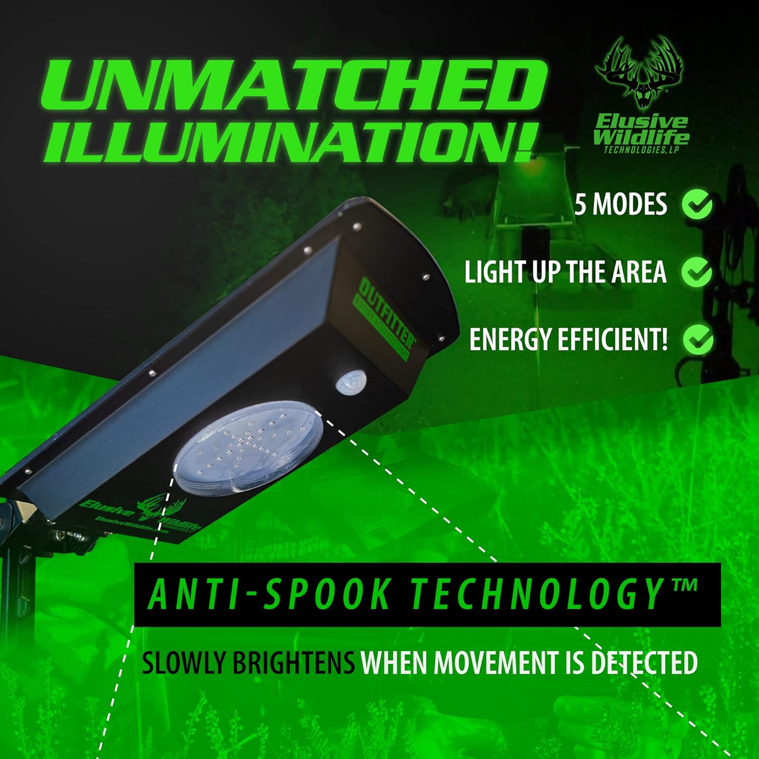 20000 Lumen Solar Motion-Activated Hunting Light for Hogs & Predators
